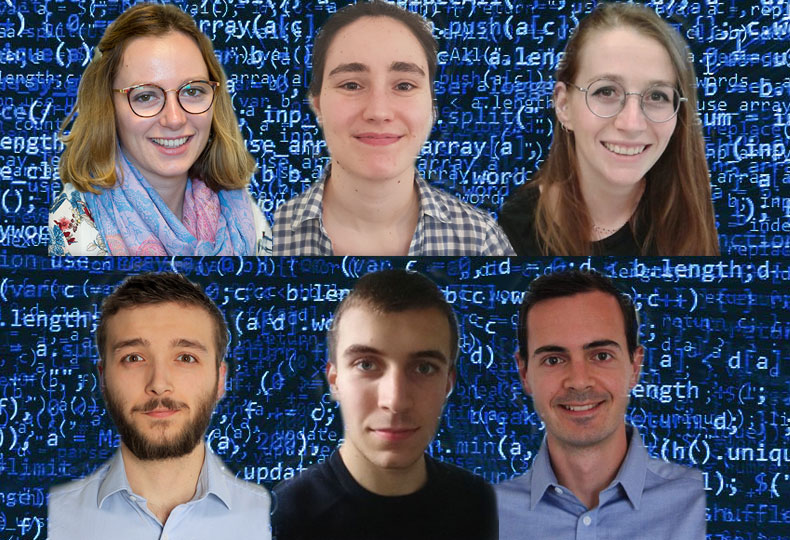 Clothilde, Morgane,Héloïse Alexandre, Matthieu, Ronan Lauréats du hackathon mondial en codage 2021 : Clotilde CHAMBREUIL, Héloïse ROSTAGNI, Matthieu DIAZ, Ronan SCANFF, Alexandre DABY-SEESARAM et Morgane CHAPELIER