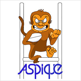 Logo de L’Aspique (Association des Supporters des Piliers du Quinze de l’ENSET), association de rugby masculin de l’école